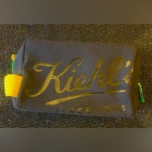 Kiehl's Dopp kit Black and Blue Striped Pouch with Green Zipper